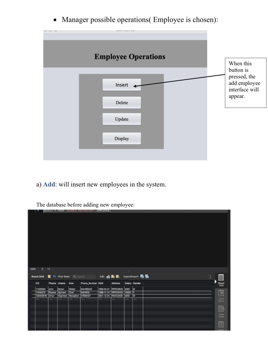 Employee operations